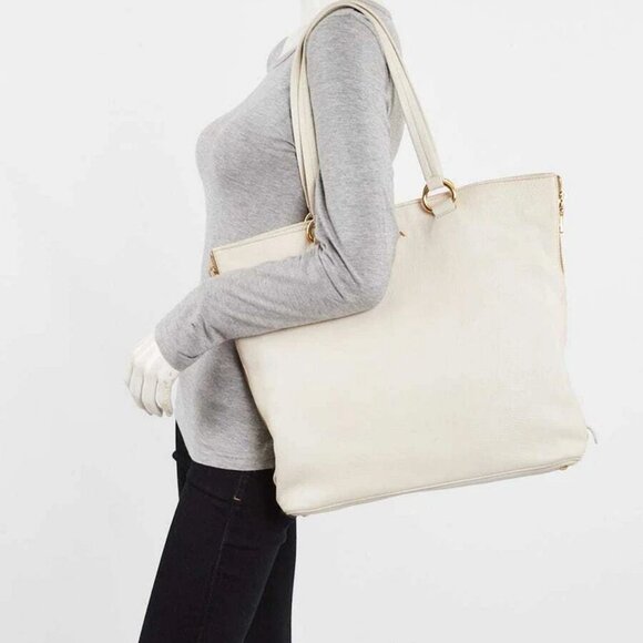 Prada Talco Cervo Leather Large Shopping Tote Bag - Picture 2 of 11